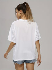 Leopard Lips Print Graphic Tee Short Sleeve Crew Neck T-shirt