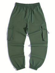 Stylish Letter Print Casual Cotton Mid Stretch Cargo Pants Men s Joggers