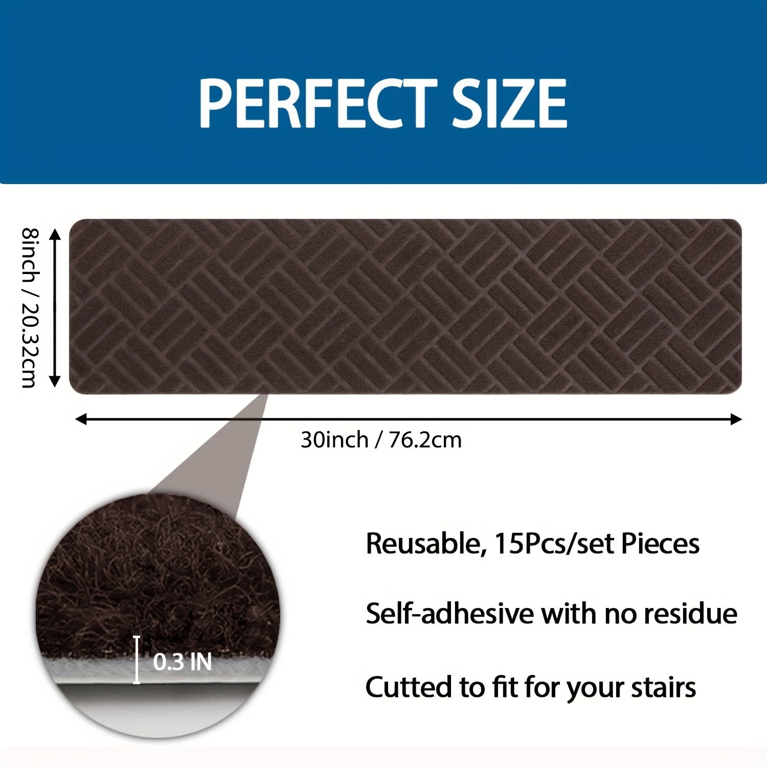 15pcs Carpet Stair Treads Non Slip With Self Adhesive 76 X 20 Reusable