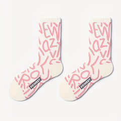 5 Pairs Letter & Heart Print Socks Women's Stockings