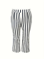  Stripe Print Blazer & Pants Suit Set