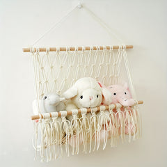 Macrame Woven Animal Hammock for Nursery & Playroom Organization