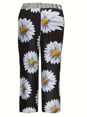  Daisy Print High Rise Casual Pants