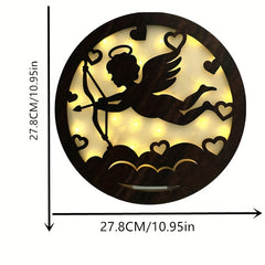 Children's Room Decoration Wall Clock LED Creative Lamp Retro Wooden Sign