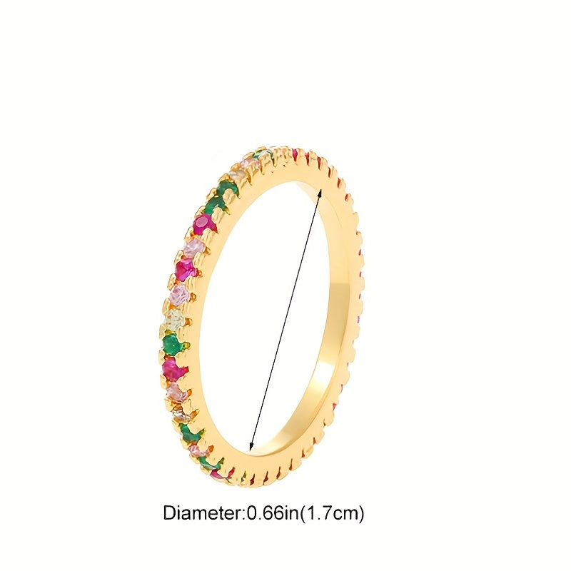 14k Plated Ring with Rhinestone Round Inlay, Perfect Gift for Friends