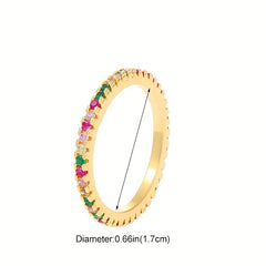 14k Plated Ring with Rhinestone Round Inlay, Perfect Gift for Friends