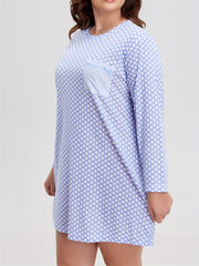  Polka Dot Print Striped Tee Sleep Dress