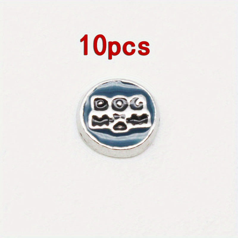 Pet Photo Frame Glass Charm I Love Dogs Dog Paw Bone Floating Animal 10 Pack