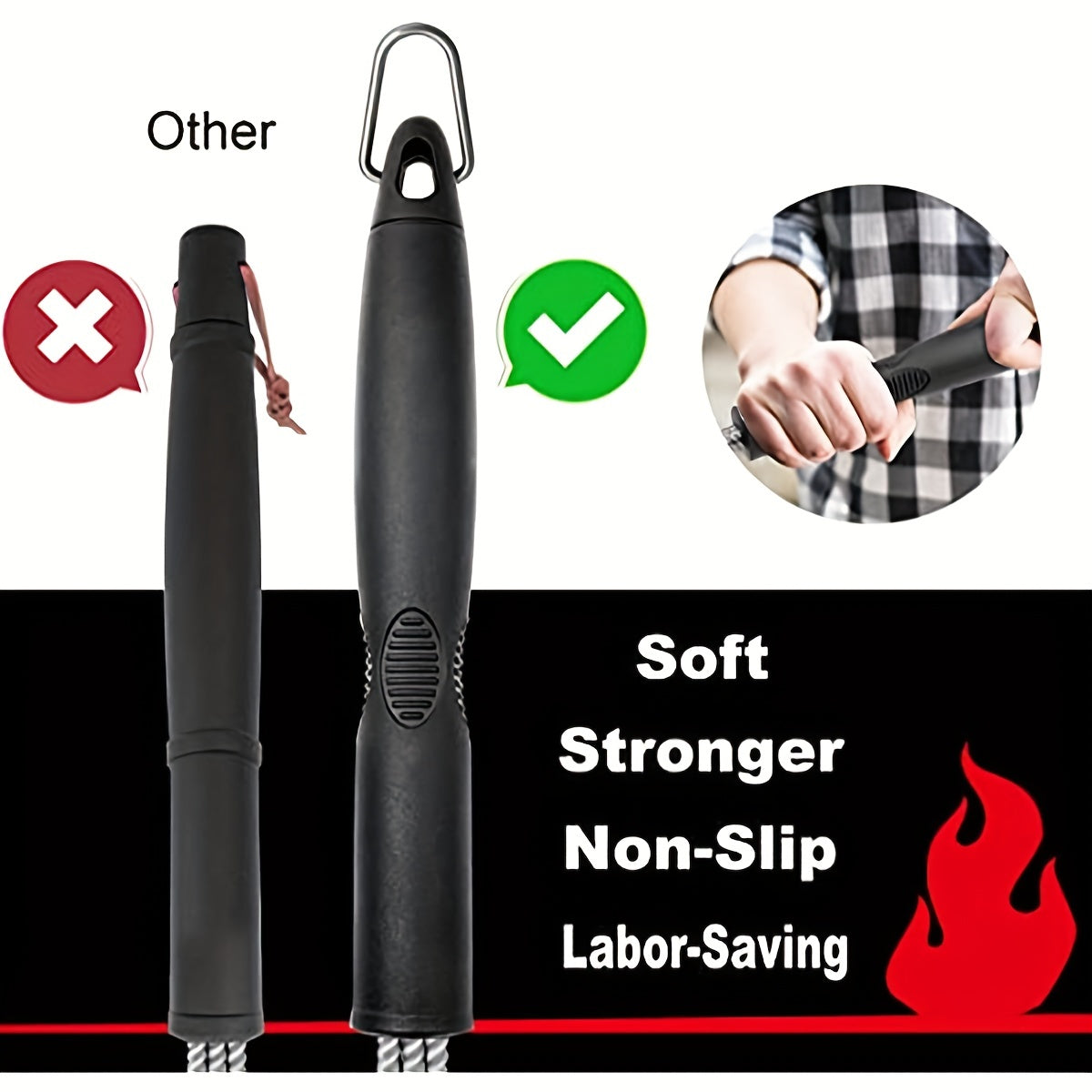 Grill Brush & Scraper 45 Barbecue Triple S BBQ Cleaner Safe Wire Bristles