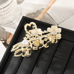 Flower Metal Golden Hair Claw Clip Non Slip Strong Hold Grip Hair Jaw Clip