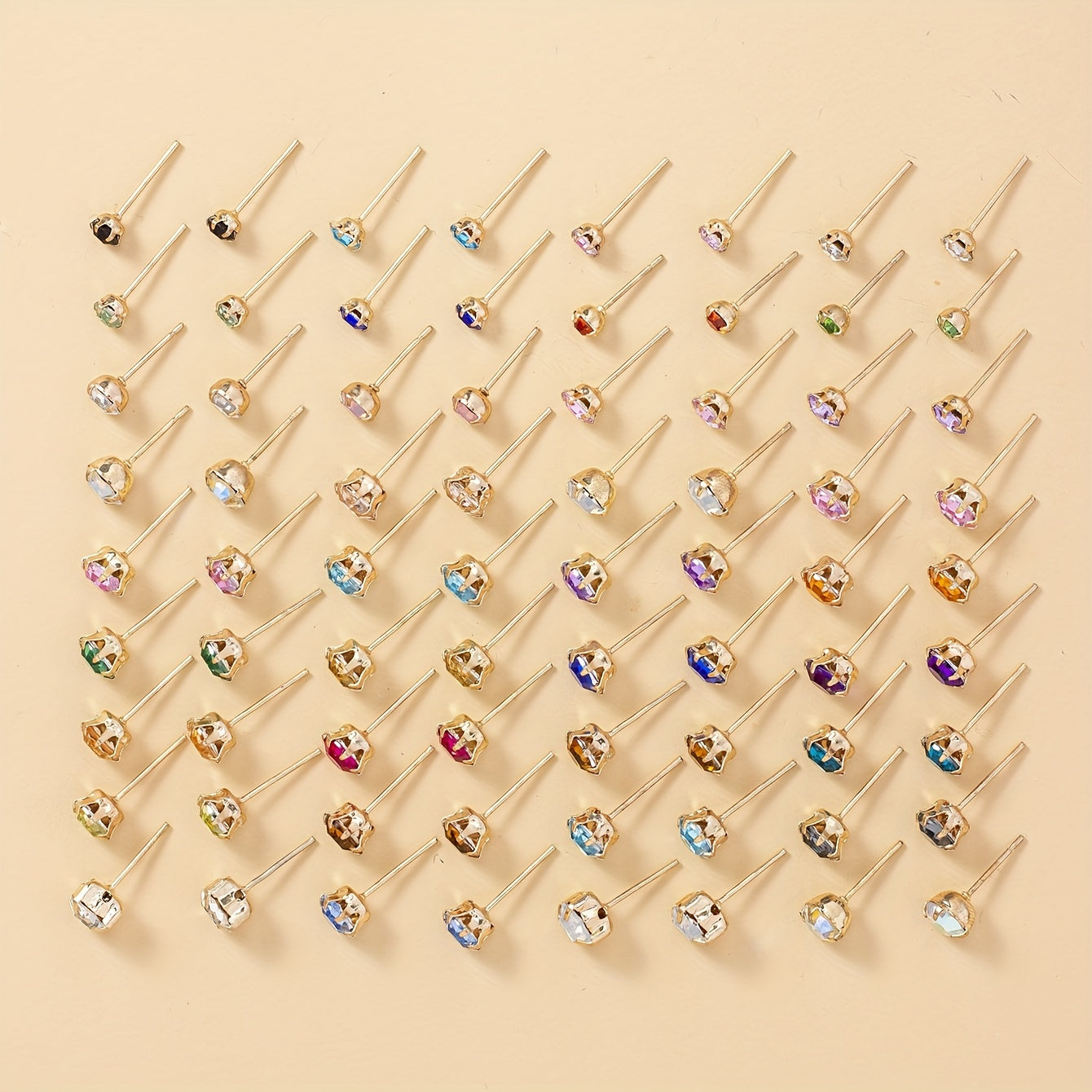 36 Pairs Colorful Rhinestone Stud Earrings for Daily Wear Accessories