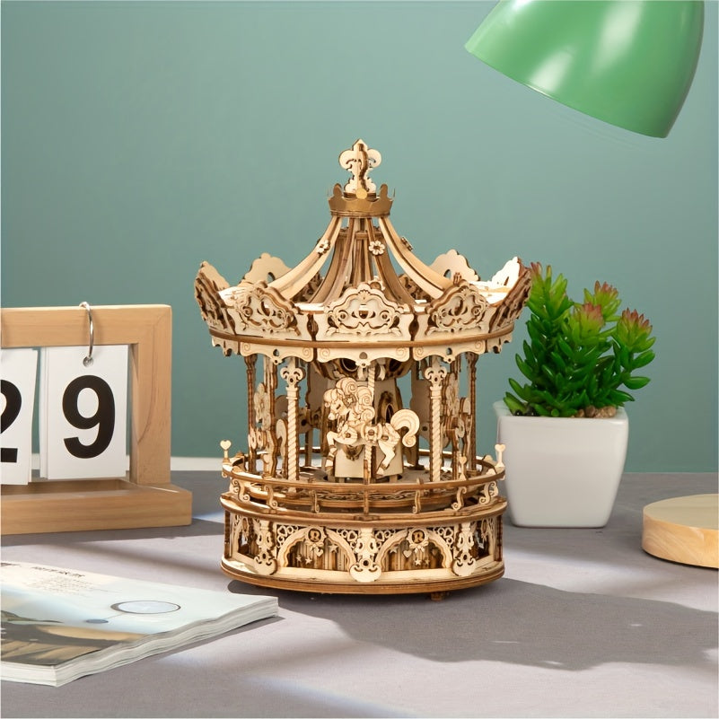 DIY 3D Wooden Carousel Music Box - Adult/Children Gift