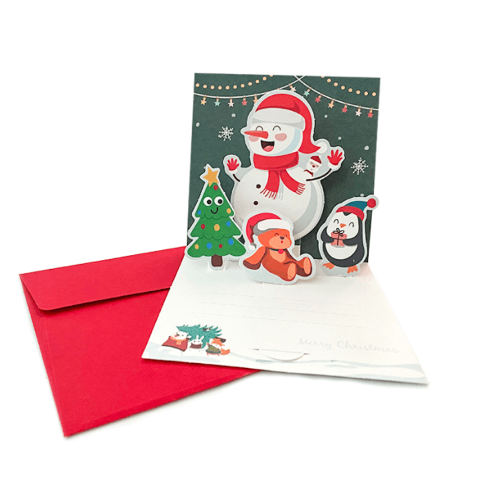 3D Christmas Greeting Card Baby Birth Newborn Cartoon Winter Theme