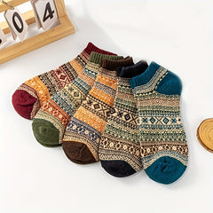 5 Pairs Geometric Pattern Low Cut Ankle Socks Women's Stockings