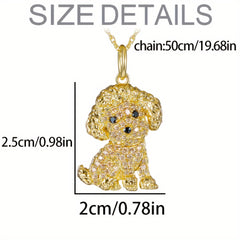 Poodle Sparkling Rhinestone Pet Pendant Necklace Dog Animal Jewelry