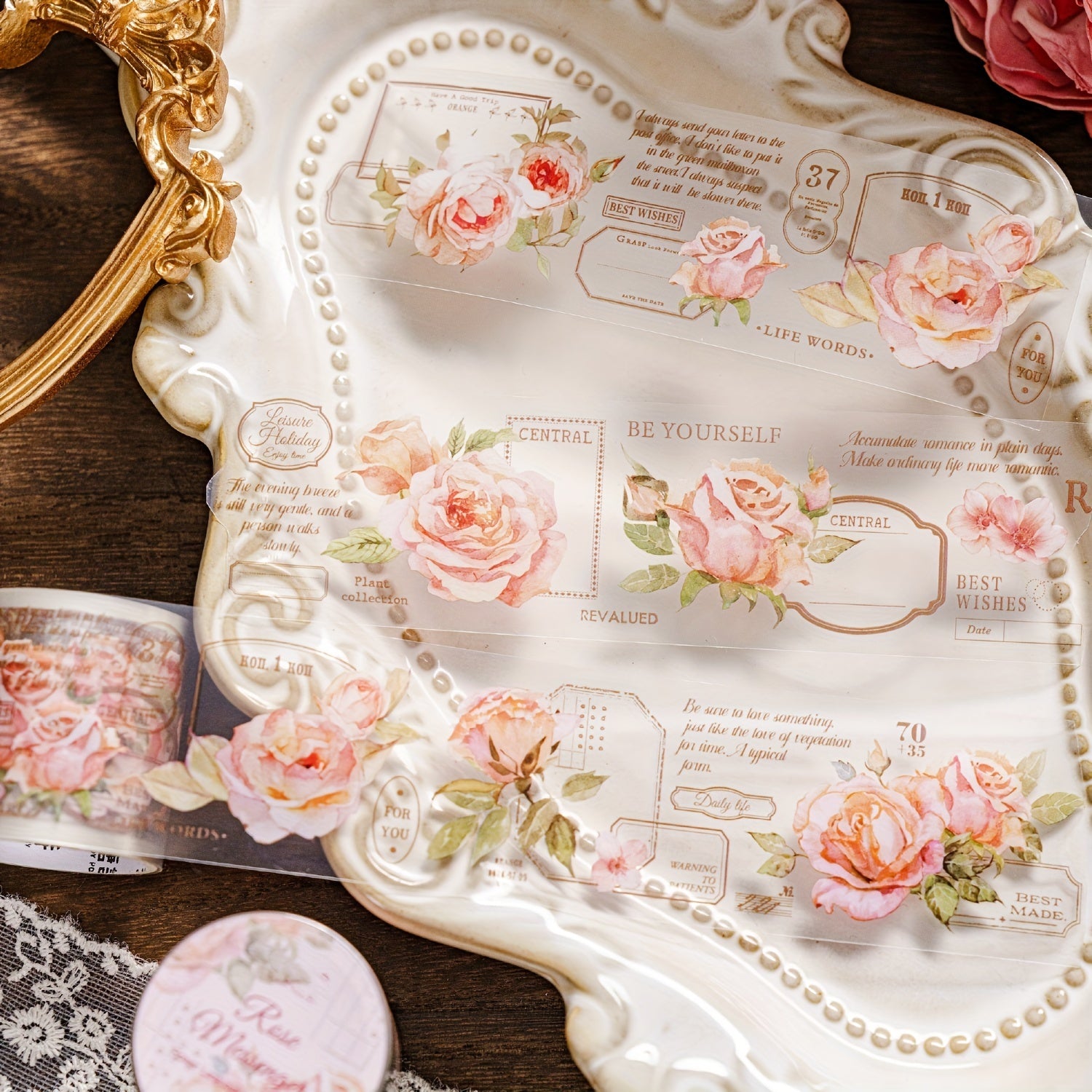 PET Tape Flower Language Letter Series English Flower Journal Sticker