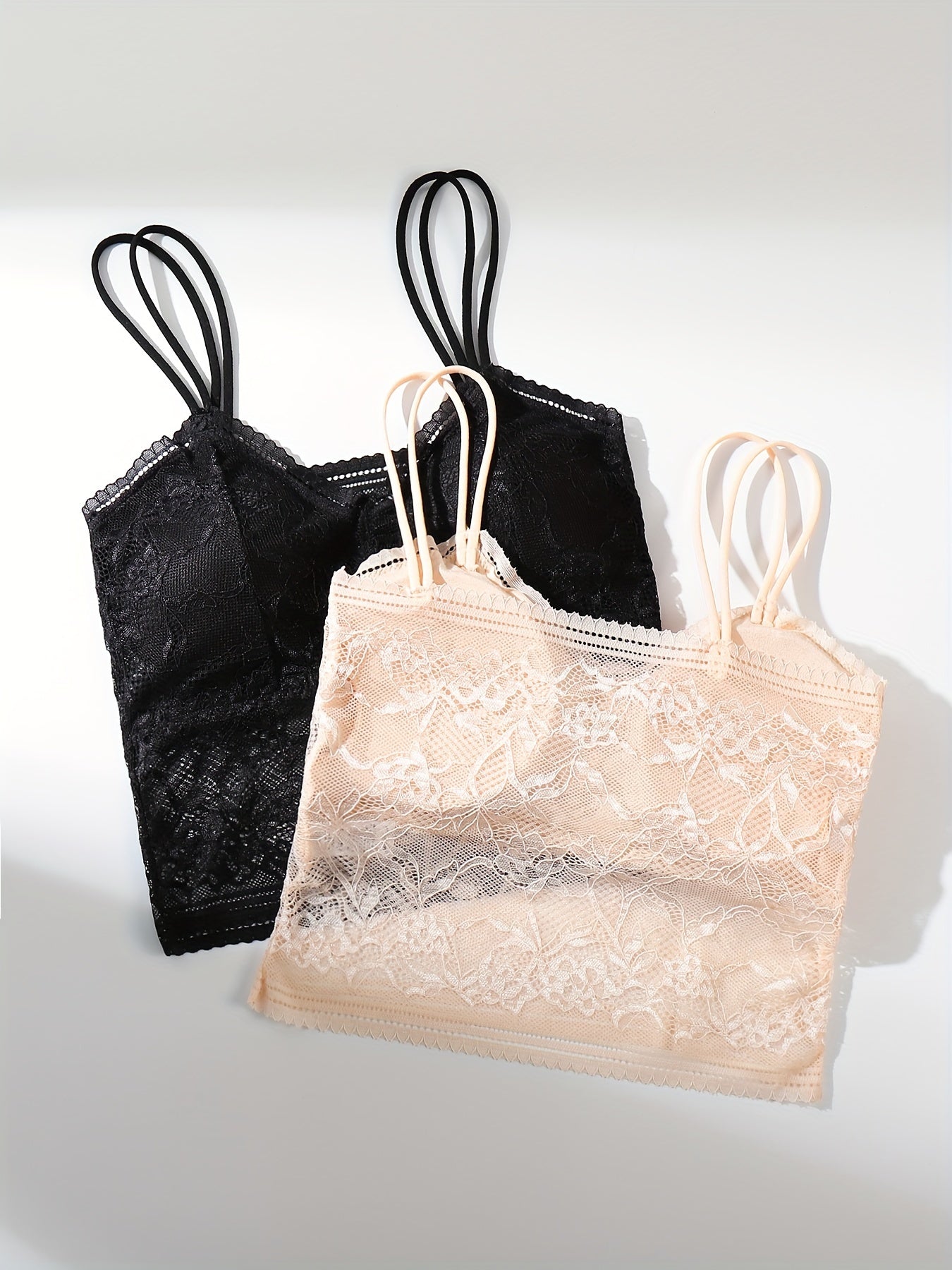 2pcs Lace Cami Tops V Neck Sleeveless Lingerie