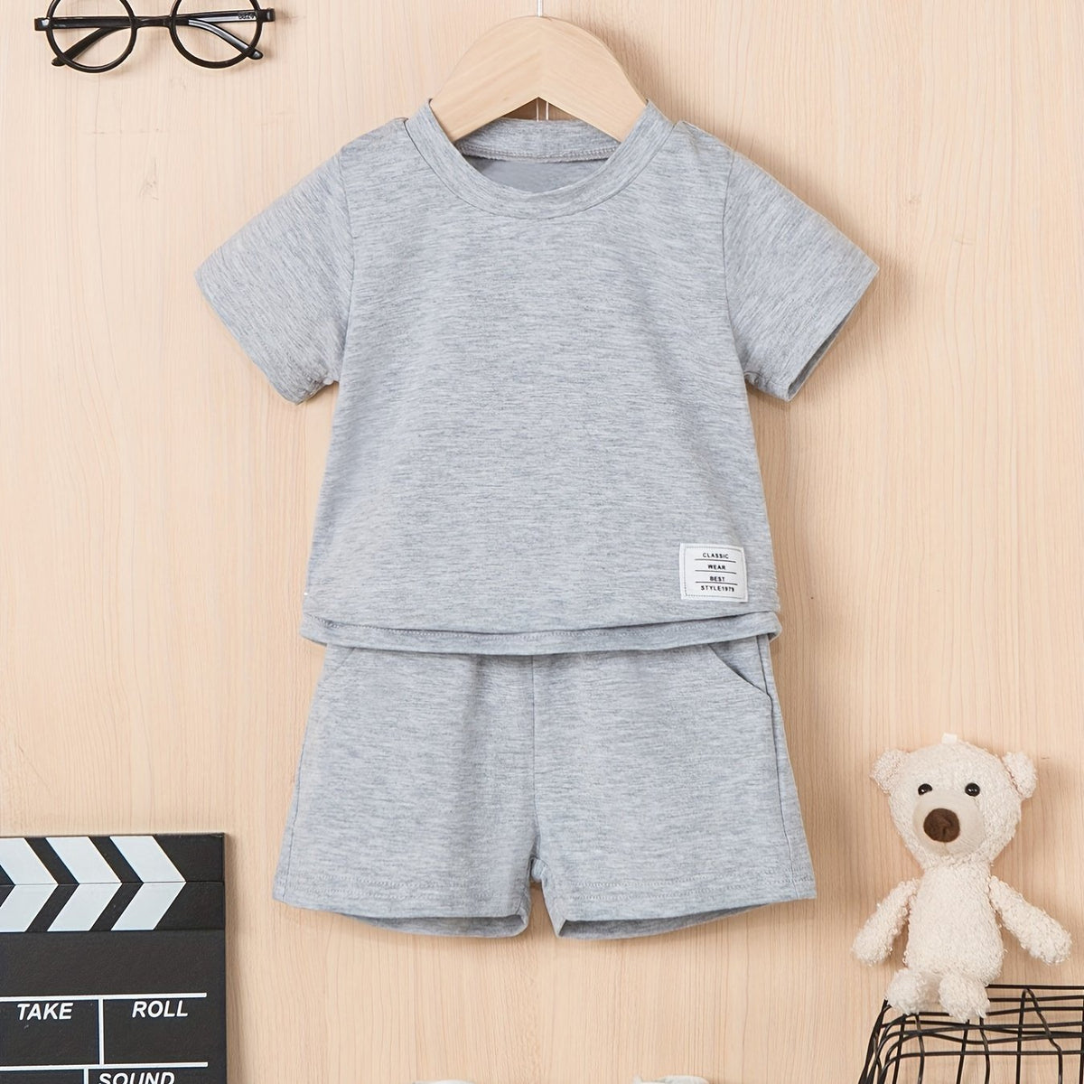 Baby Boy Set Short Sleeve T shirt & Shorts Casual Solid Set
