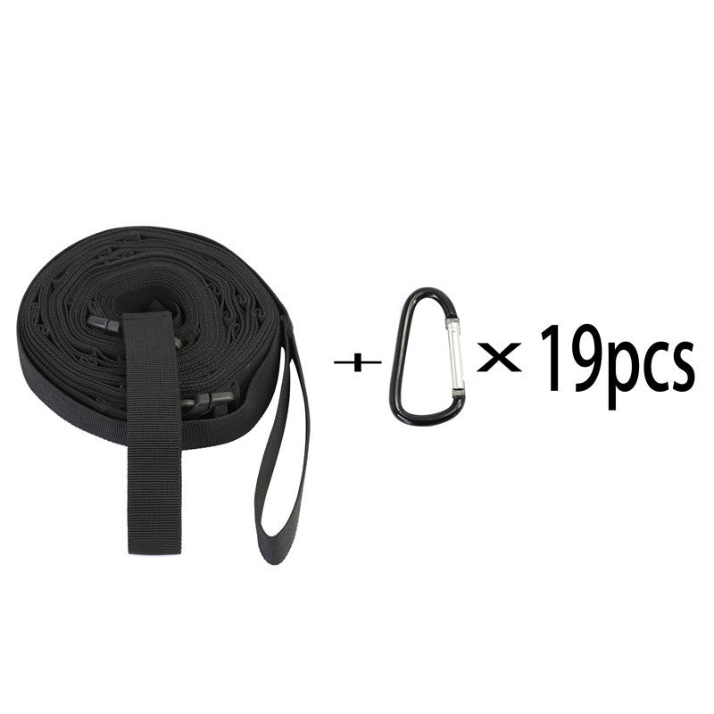 19 Hook Camping Clothesline with Carabiner for Storage & Drying
