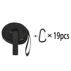 19 Hook Camping Clothesline with Carabiner for Storage & Drying