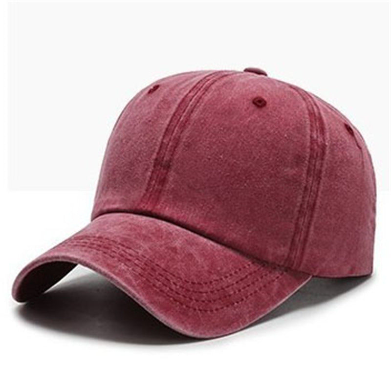 Retro Old Baseball Cap Curved Brim Peaked Hat Adjustable Solid Hat