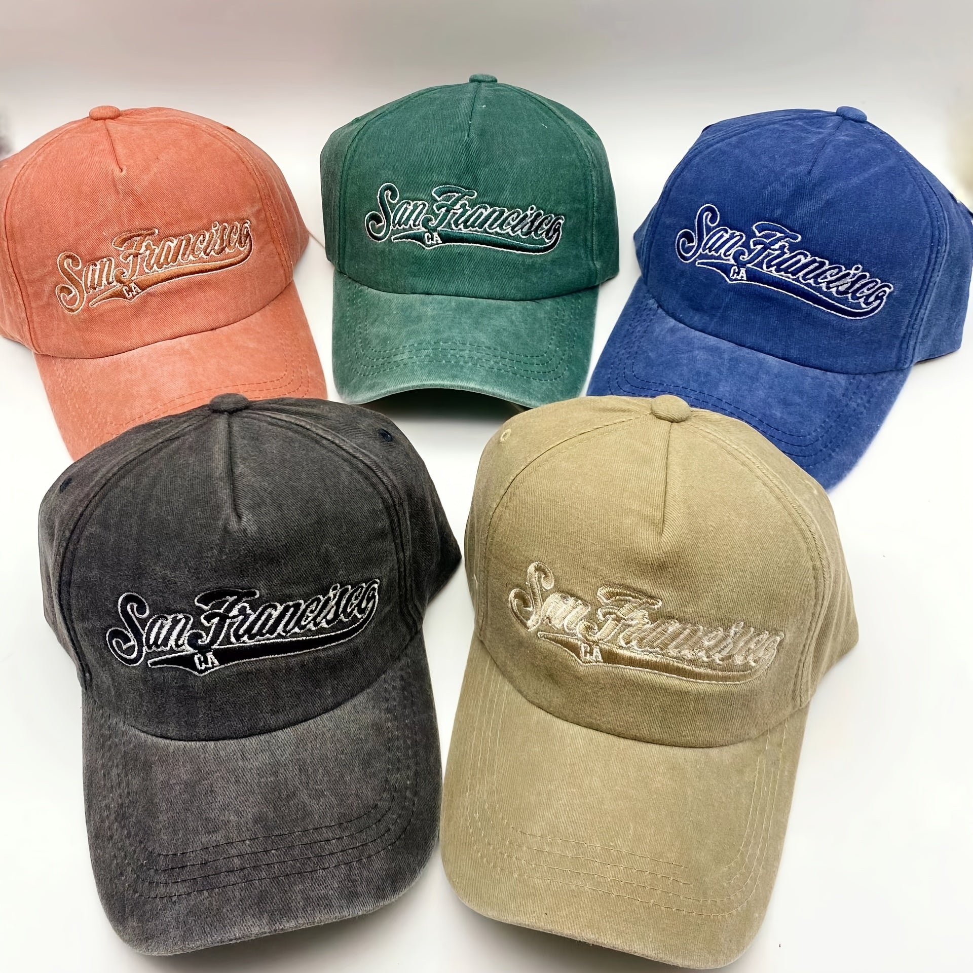Candy Baseball Cap Washed Distressed Embroidery Cotton Sports Hat
