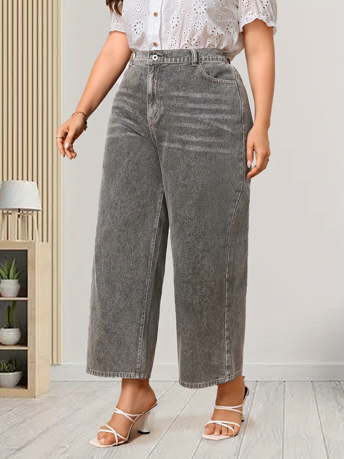 High Rise Wide Leg Jeans