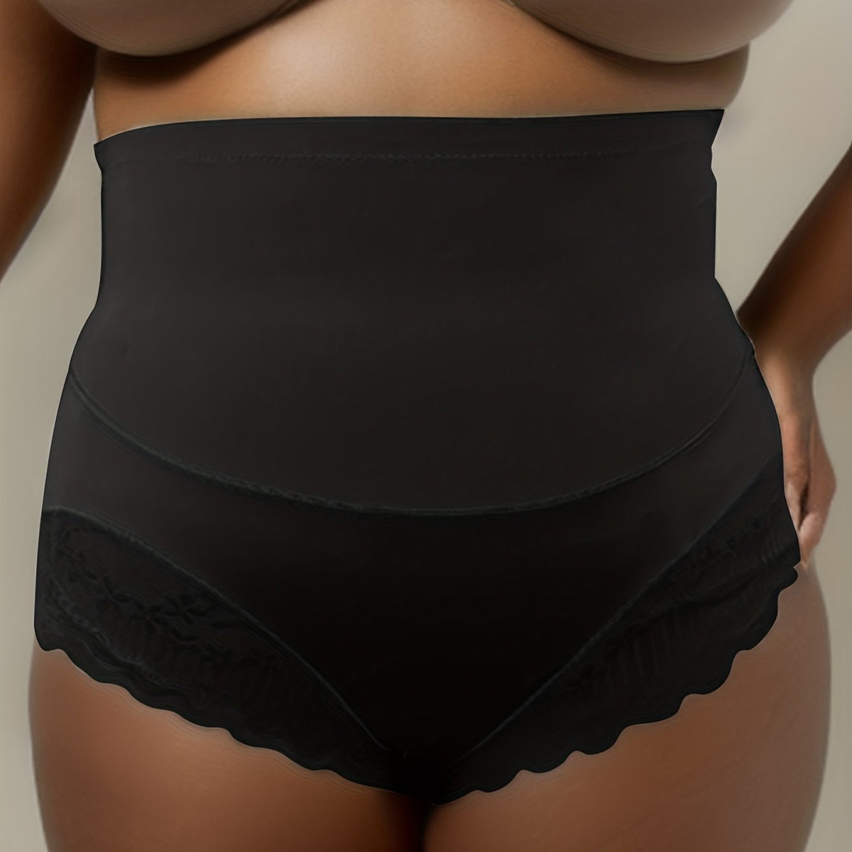 Contrast Lace Trim High Rise Tummy Control Shapewear Boy Shorts