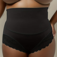 Contrast Lace Trim High Rise Tummy Control Shapewear Boy Shorts