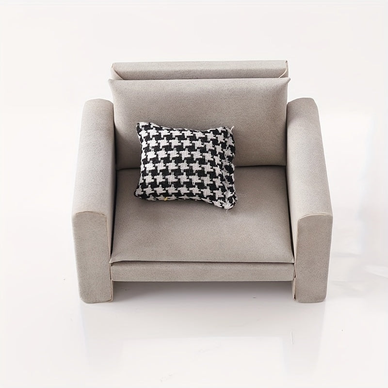 Dollhouse Sofa with Cushion and Blanket DIY Accessory Model