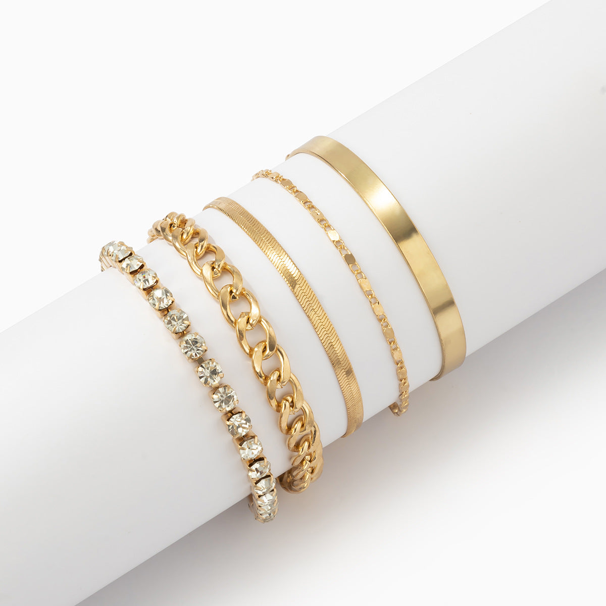 5 Pcs Sparkling Faux Diamond Women Bracelet Set