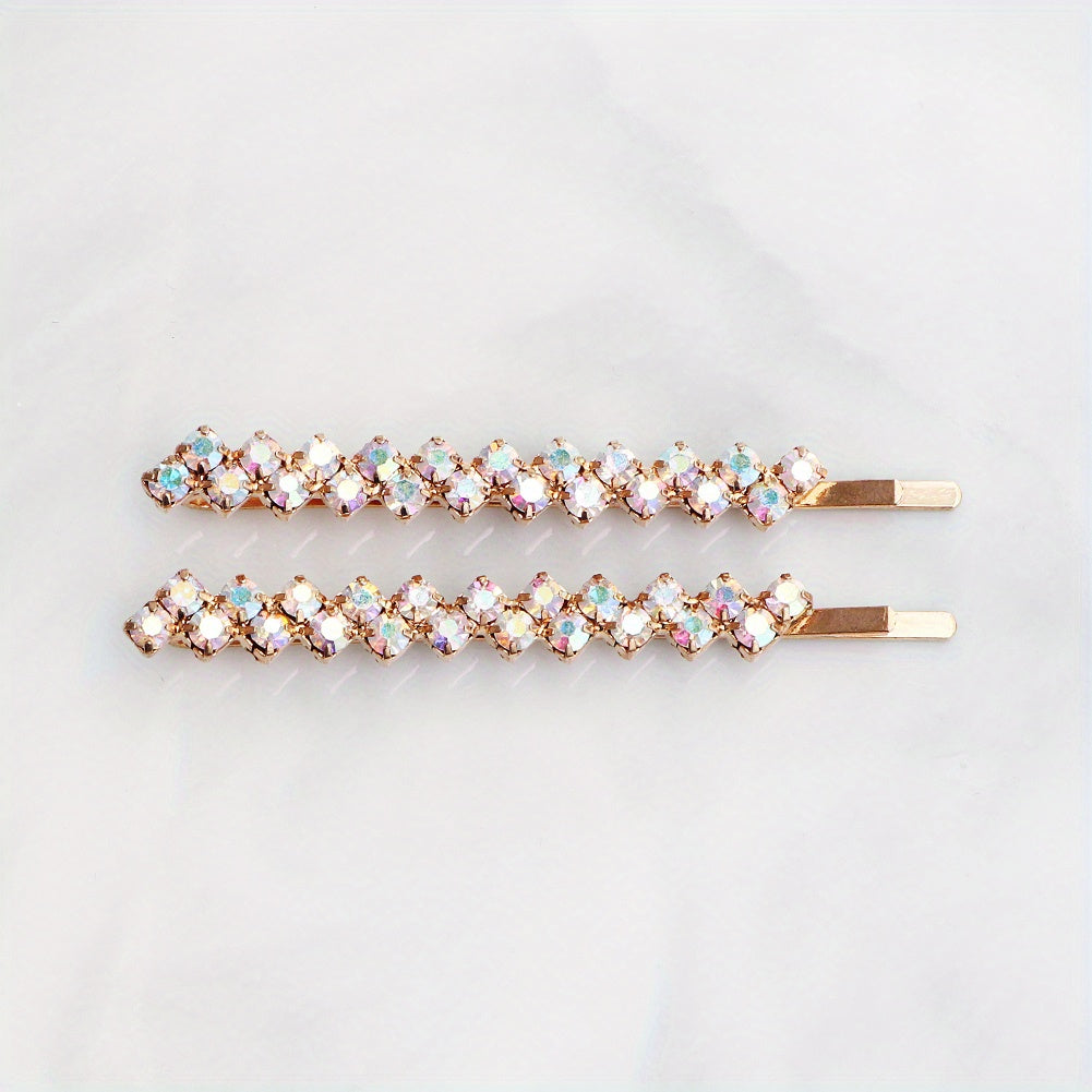 2pcs Rhinestone Hair Clip Metal Hairpin Barrette Bridal Wedding Party Favor Deco