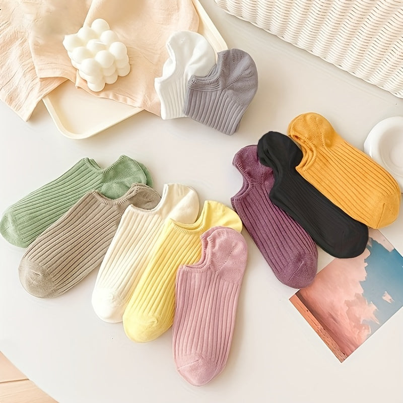 Women's 10 Pairs Low Cut Ankle Socks Soft & Lightweight Solid Socks