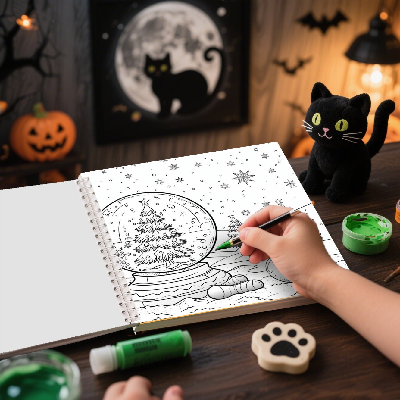 20x20cm Adult Coloring Book Spiral Binding Christmas Halloween Activity Book