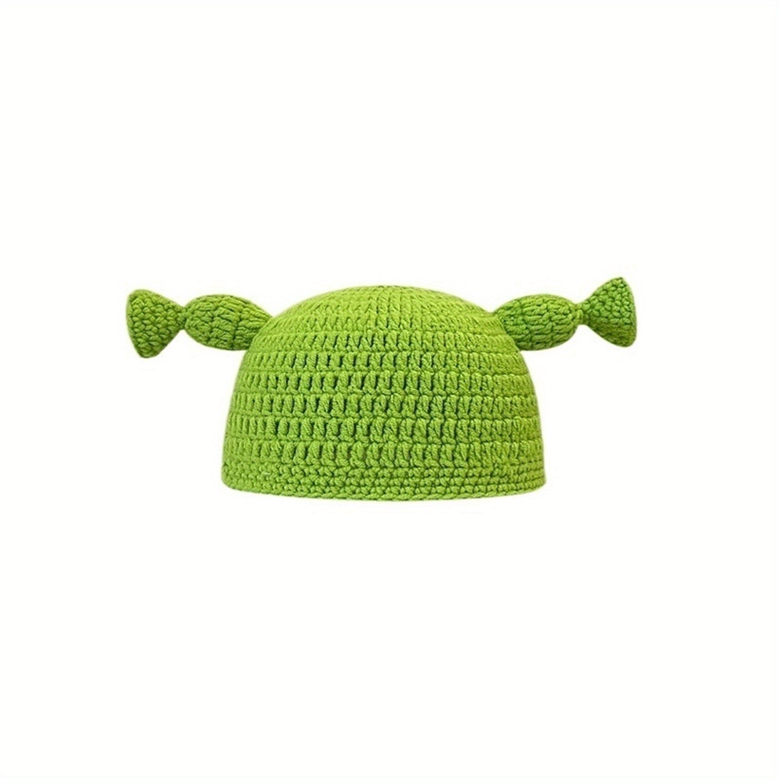 Green Devil Knit Hat Cartoon Beanie Long Braid Knitted Hoodie Birthday Gift