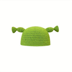 Green Devil Knit Hat Cartoon Beanie Long Braid Knitted Hoodie Birthday Gift