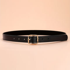 5pcs Solid PU Belt Square Twist Buckle Casual Waist Belts