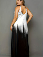  Ombre & Tile Print Cut Out Maxi Dress