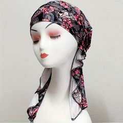 Vintage Tie Dye Print Turban Cap Boho Head Wraps Elastic Headscarf Women