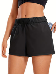 Women's Plus Solid Stretch Shorts With Pockets