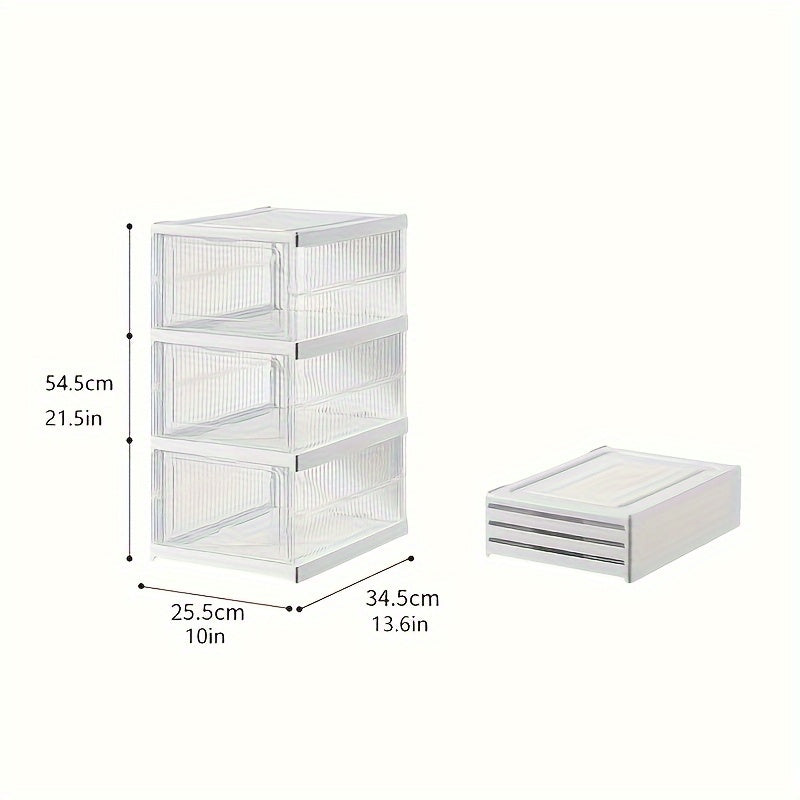1pc Integrated Plastic Shoes Box Dustproof Folding Shoes Cabinet Shoe Storage