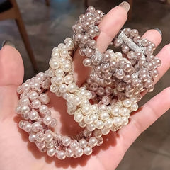 2pcs Pearl Decor Scrunchie Elastic Hair Tie