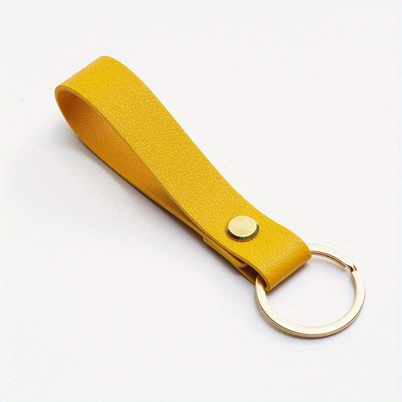 Stylish Leather Keychain For Men Solid Concise Key Chain Keyring