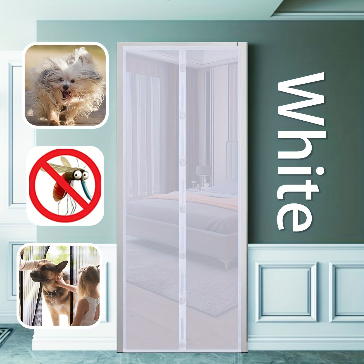 Magnetic Screen Door Keep Bugs Out Let Breeze In Curtain Single Door 96 205