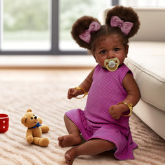 JIZHI 20 Lifelike Reborn Youngsters Doll with Caramel Eyes & Pink Skirt