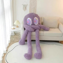 Long Legged Octopus Plush Toy Soft Purple & Green Plush with Heart Eyes