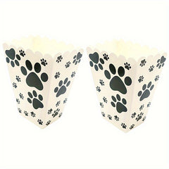 6pcs Dog Paw Print Popcorn Bags & Paper Buckets Movie Theater Decor