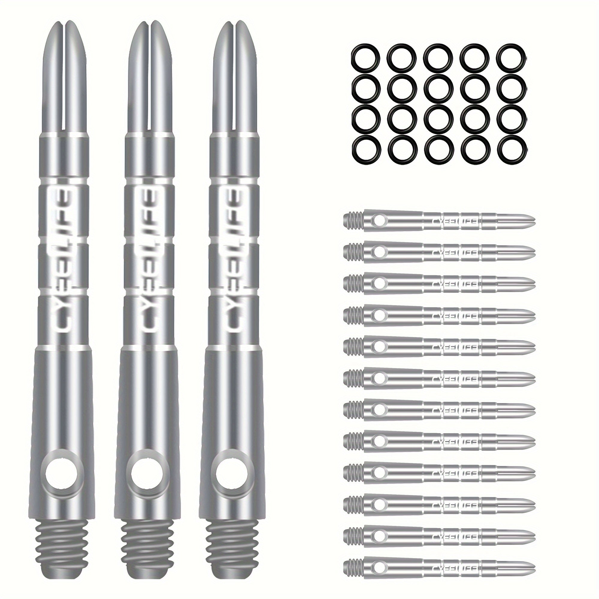 Cyee Life 15pcs 45mm Aluminum Darts Shaft with 20 Rubber Rings