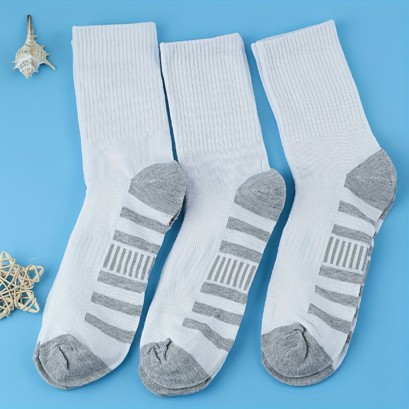3 Pairs Geometric Pattern Socks Comfy & Mid Tube Women's Stockings