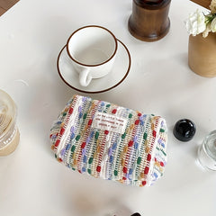Colorful Woven Comestic Bag Large Capacity Wash Bag Travel Handbag